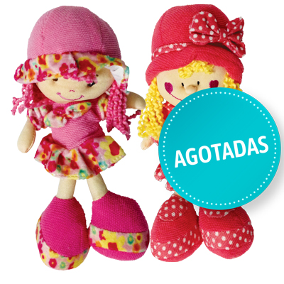 munecas de tela munecas de trapo con cabello de estambre en color rosa y rojo